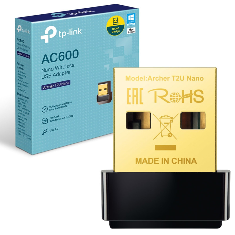 USB ADAPTER 600MBPS WIRELESS TP-LINK ARCHER T2U NANO AC600