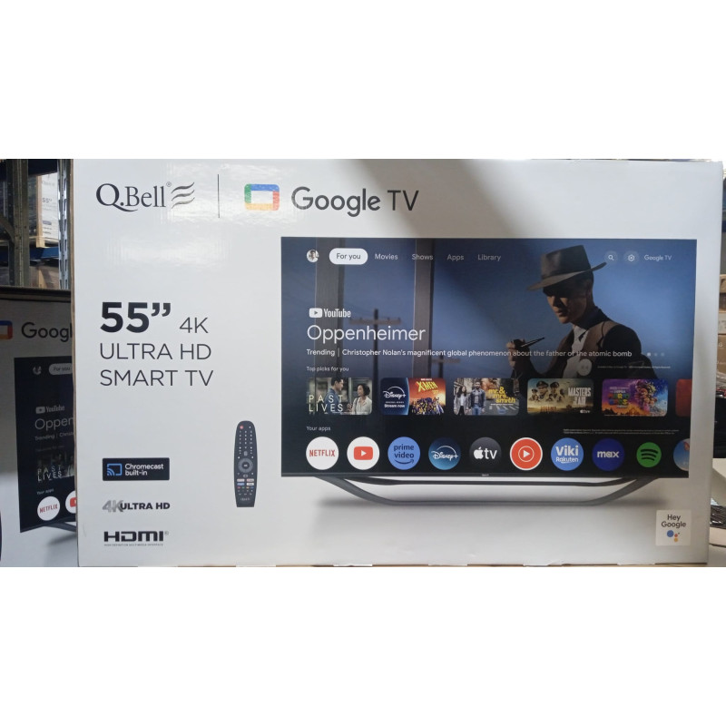 TV LED 55" QBELL 4K QT55UGF9B SMART TV GOOGLE ITALIA BLACK